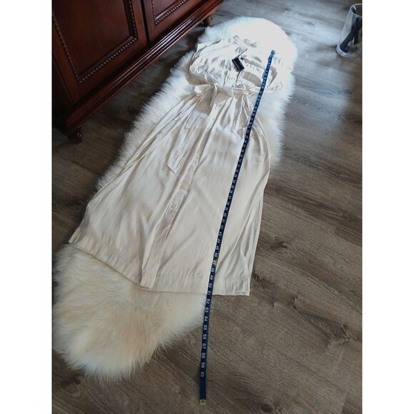 NWT Banana Republic Women's Size M Ivory Midi Dress w/Side Slits Pockets & Belt - Picture 14 of 15